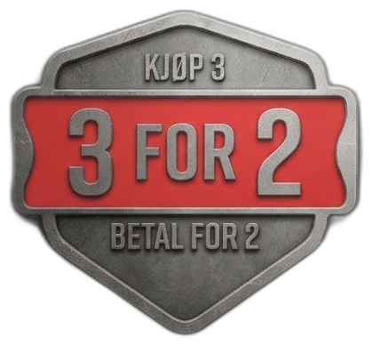 3 for 2 - kjøp tre, betal for to