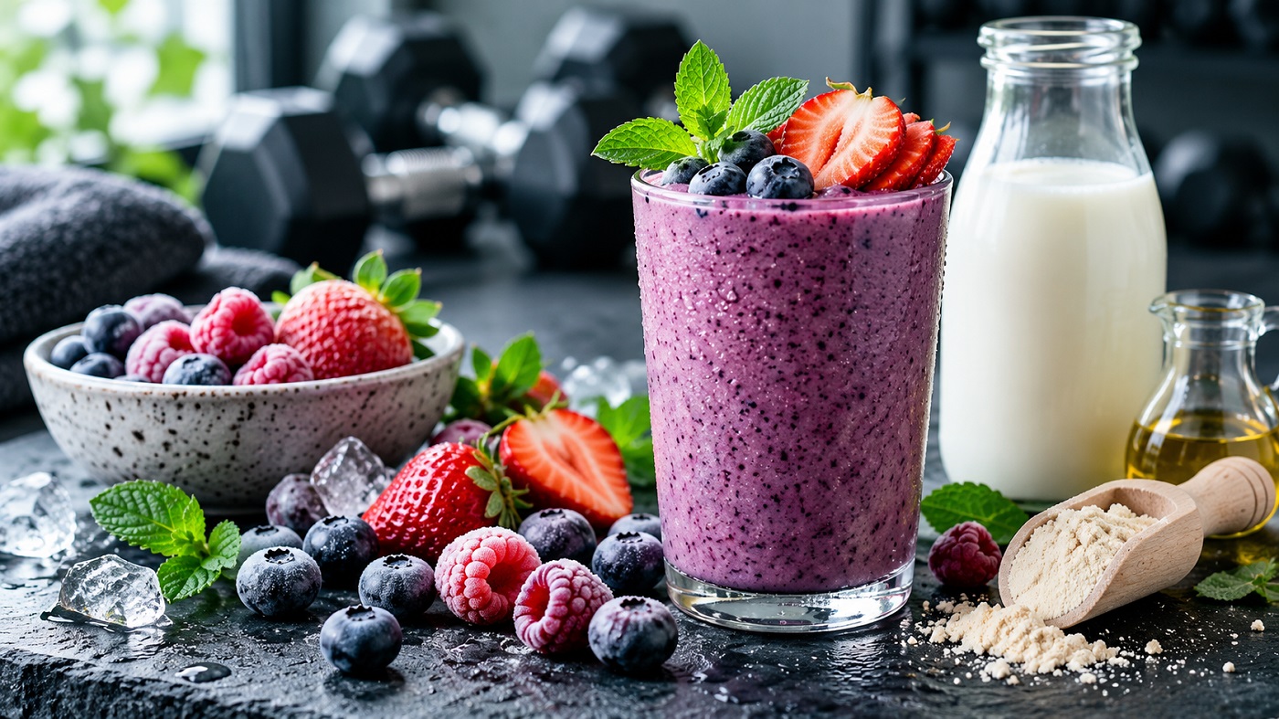 Proteinshake med kefir og bær